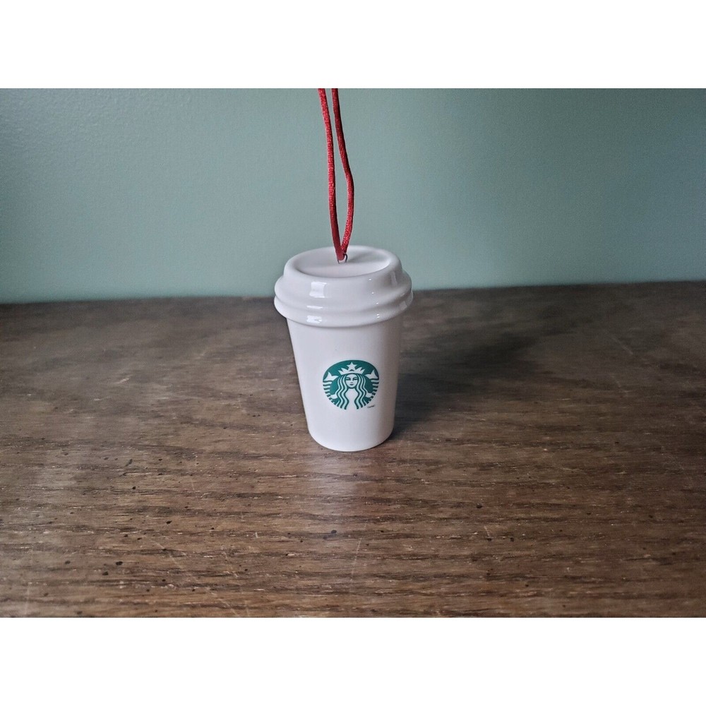 2014 Starbucks Ceramic White Coffee Cup Tumbler Ornament